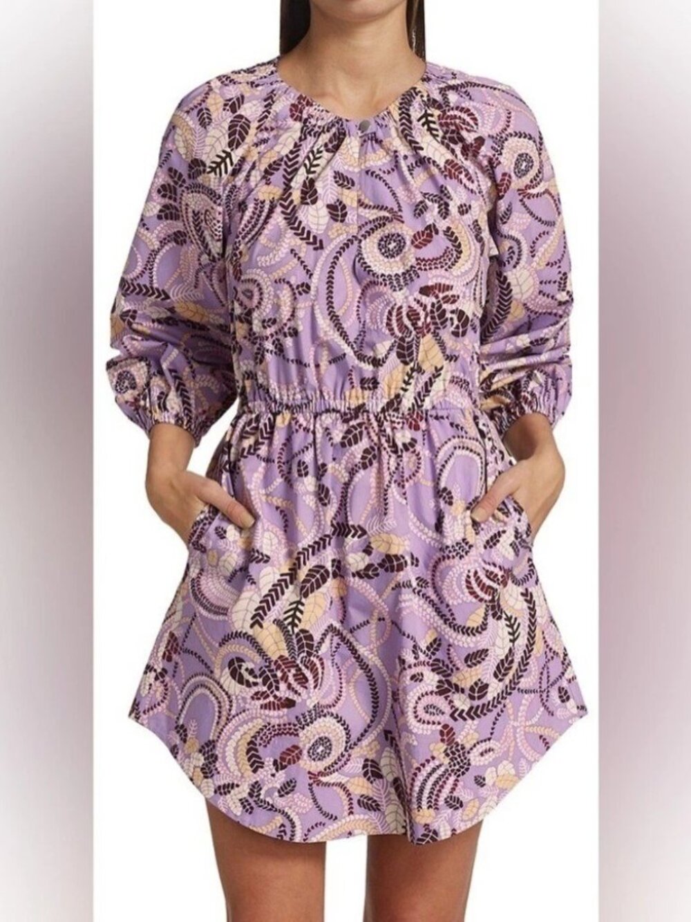 A.L.C. Rosanna Lavender Paisley Print Cotton Mini Dress Size 0